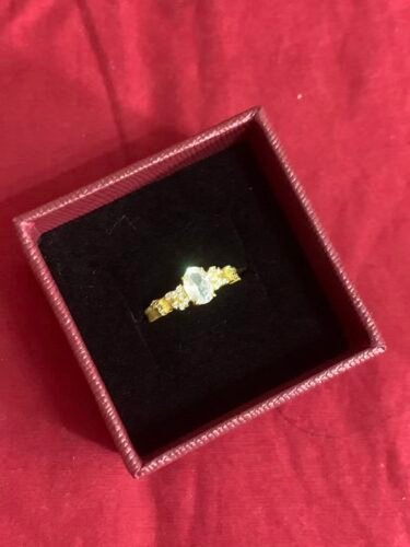 Click to view full screen S925 sterling silver gold-plated starry sky hand-brushed diamond ring photo review