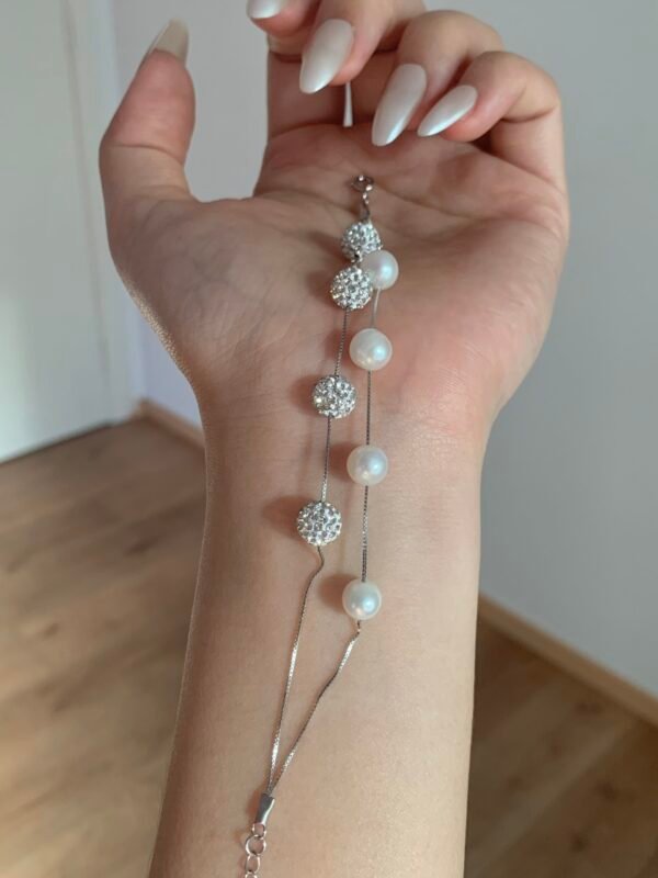 S925 silver French double layer natural pearl bracelet