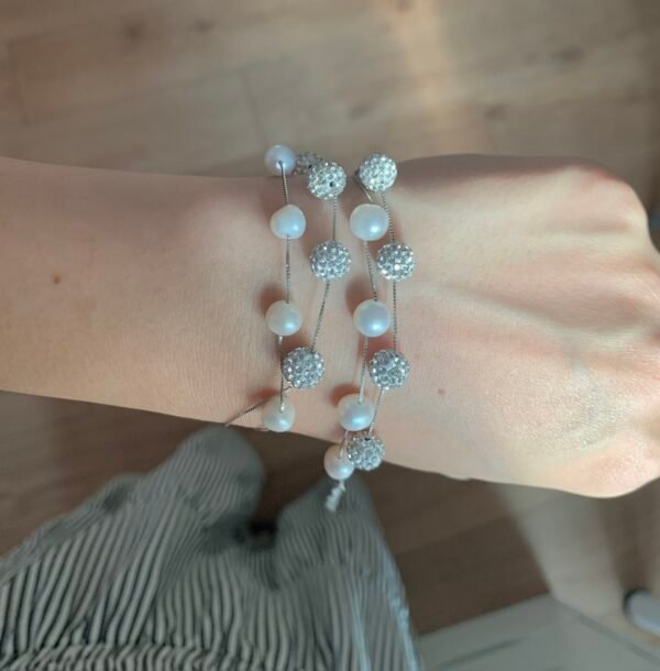 S925 silver French double layer natural pearl bracelet