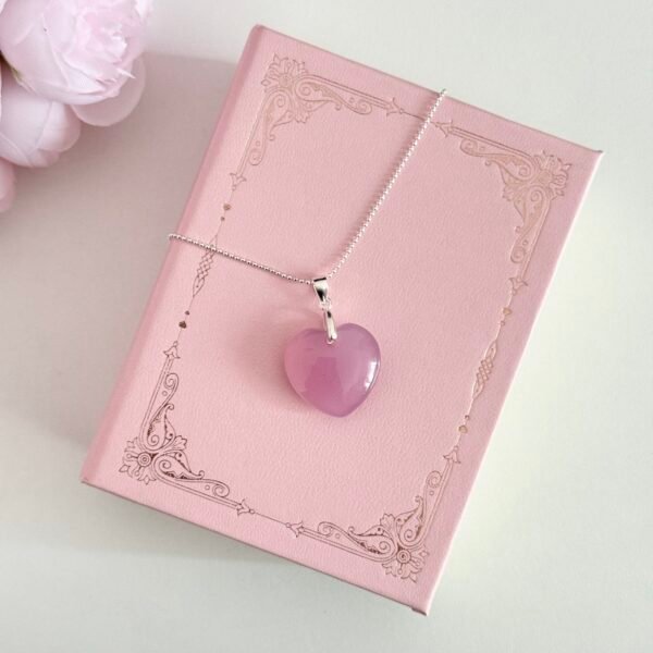 S925 sterling silver purple chalcedony heart pendant necklace