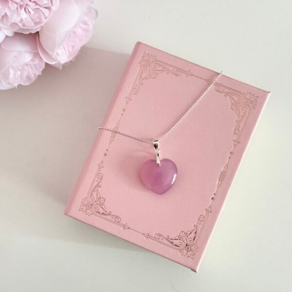 S925 sterling silver purple chalcedony heart pendant necklace