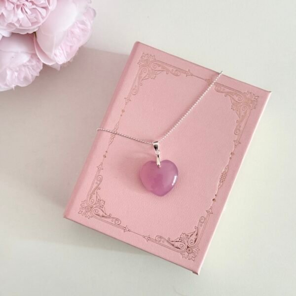 S925 sterling silver purple chalcedony heart pendant necklace