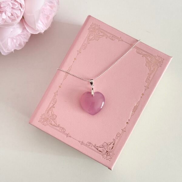 S925 sterling silver purple chalcedony heart pendant necklace