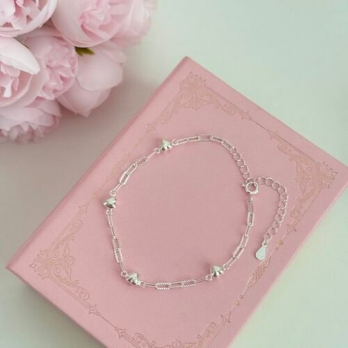 IMG_3382 S925 sterling silver three-dimensional heart bracelet