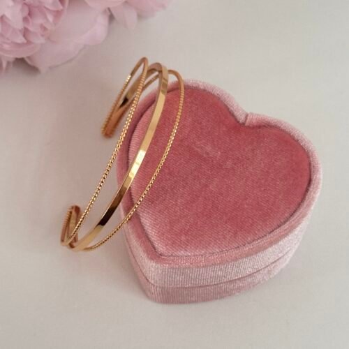 18k minimalist quicksand three-layer bracelet