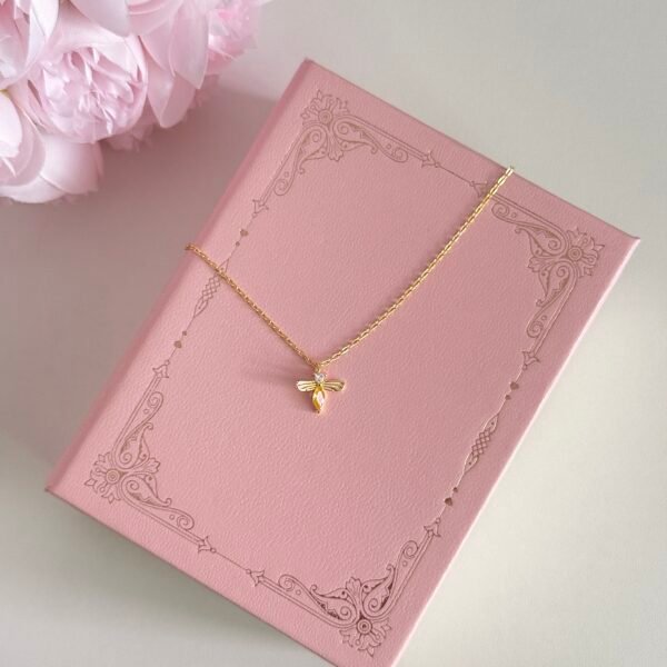 S925 sterling silver with 14K gold plated bee necklace