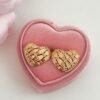 18k brass French medieval heart hollow earrings