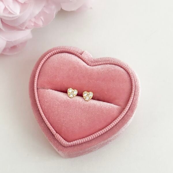 S925 sterling silver plated with 14k gold mini heart earrings