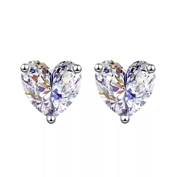 S925 Silver Needle Heart Moissanite Earrings