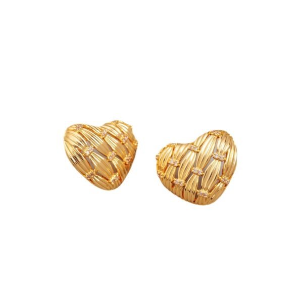 18k brass French medieval heart hollow earrings