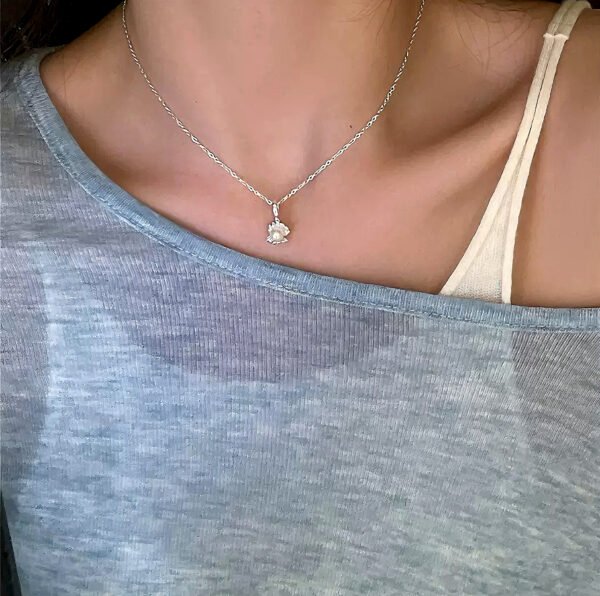 S925 silver holiday beach shell pearl necklace