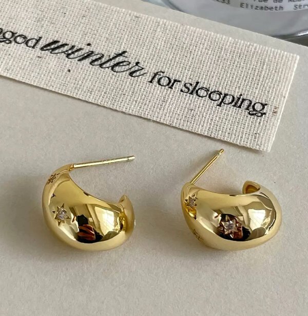 French eight-pointed star drop earrings