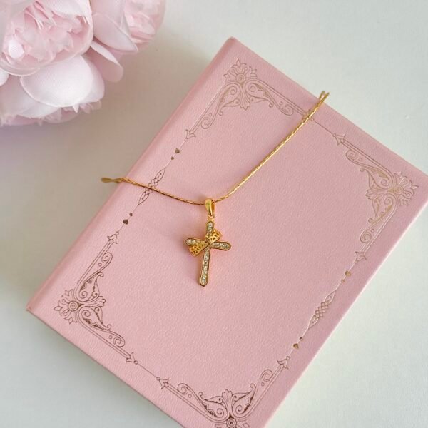 s925 silver crown cross necklace