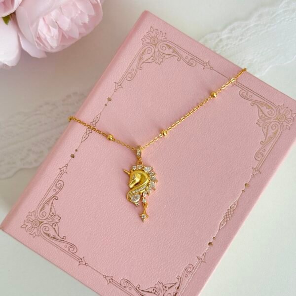 s999  silver unicorn necklace