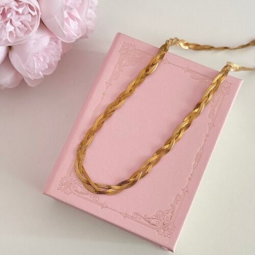 IMG_2837 18k gold twisted snake bone necklace and bracelet