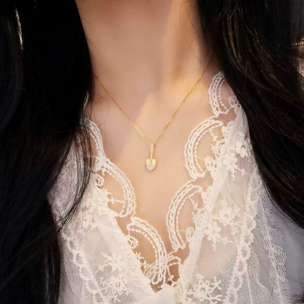 s925 sterling silver gold shovel necklace