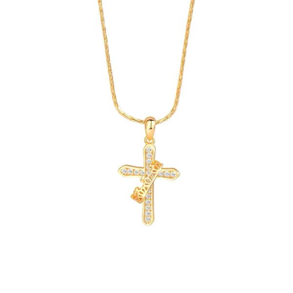 s925 silver crown cross necklace