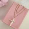 Cross Freshwater Pearl Double Layer Necklace