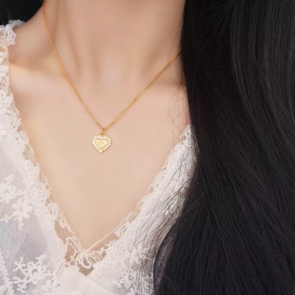 S925 sterling silver vintage brushed heart necklace