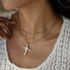 Cross Freshwater Pearl Double Layer Necklace