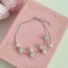 S925 silver French double layer natural pearl bracelet