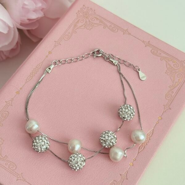 S925 silver French double layer natural pearl bracelet