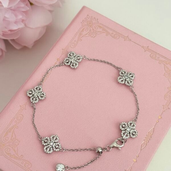 s925 sterling silver bracelet five flower bracelet