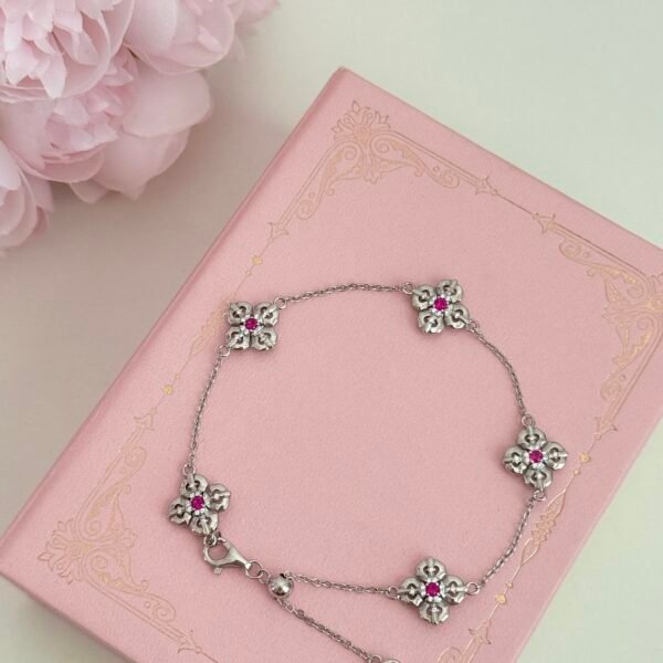 s925 sterling silver bracelet five flower bracelet