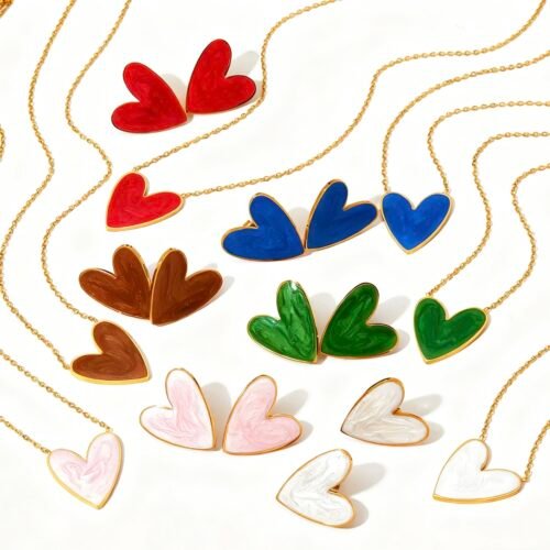 IMG_3652 Simple and versatile oil painting heart necklace