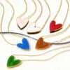 Simple and versatile oil painting heart necklace