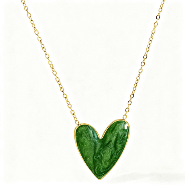 Simple and versatile oil painting heart necklace