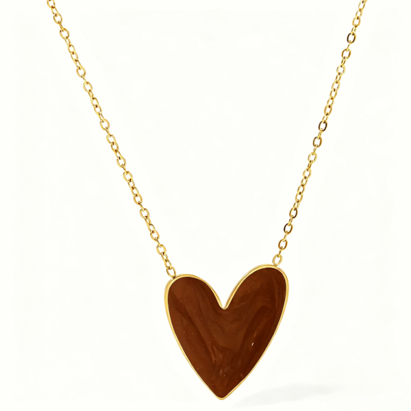 Simple and versatile oil painting heart necklace