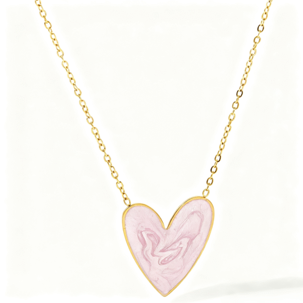 Simple and versatile oil painting heart necklace