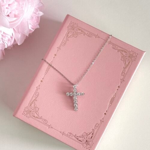 IMG_3874 S925 sterling silver full diamond cross clavicle necklace