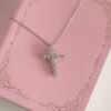S925 sterling silver full diamond cross clavicle necklace