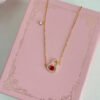 S925 sterling silver rose ruby ​​small gourd necklace