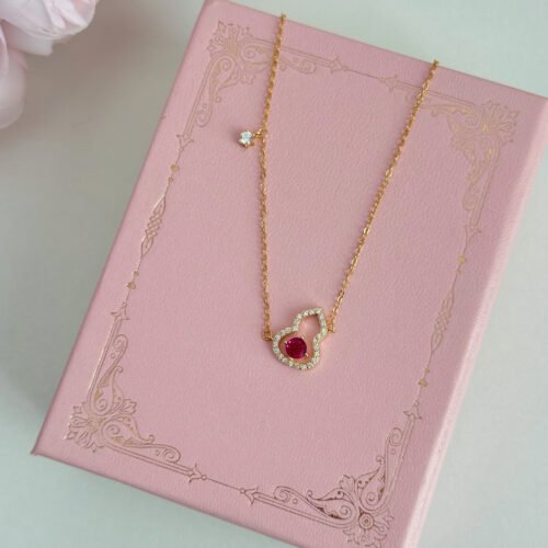 S925 sterling silver rose ruby ​​small gourd necklace