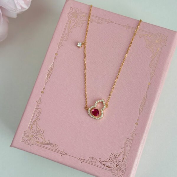 S925 sterling silver rose ruby ​​small gourd necklace