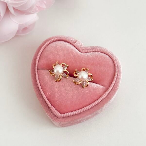 S925 silver sunflower freshwater pearl earrings