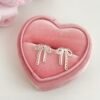 S925 sterling silver bow lace earrings