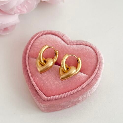 Simple brass gold-plated heart detachable earrings