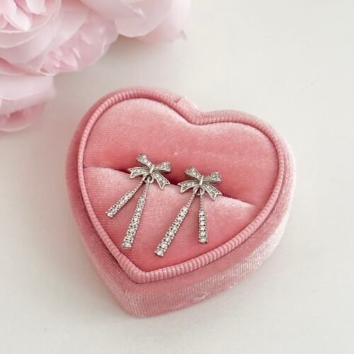 IMG_4353 S925 sterling silver bowknot full diamond tassel earrings