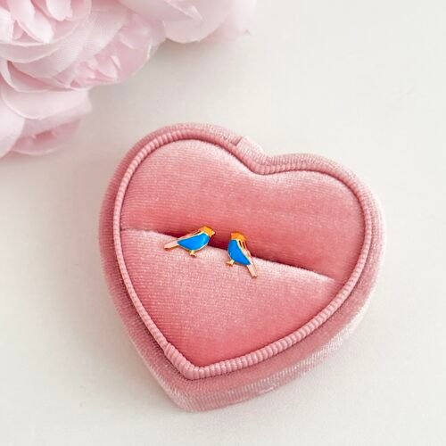 S925 sterling silver with 18K gold glaze colorful bird earrings