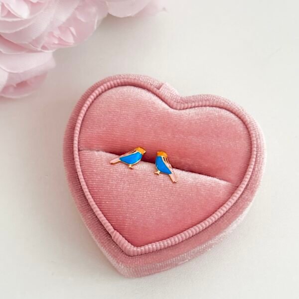 S925 sterling silver with 18K gold glaze colorful bird earrings