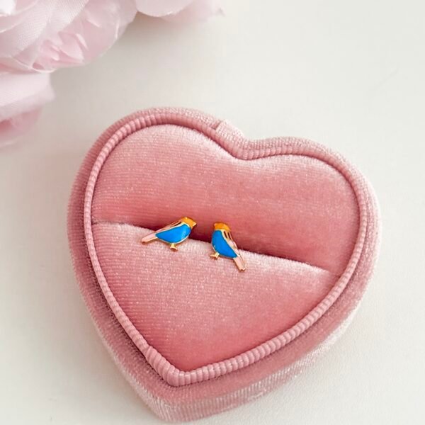 S925 sterling silver with 18K gold glaze colorful bird earrings