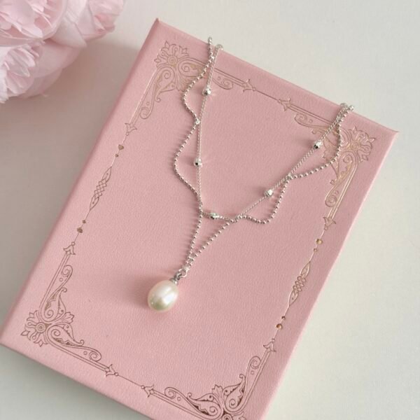 S925 sterling silver handmade lace pearl necklace