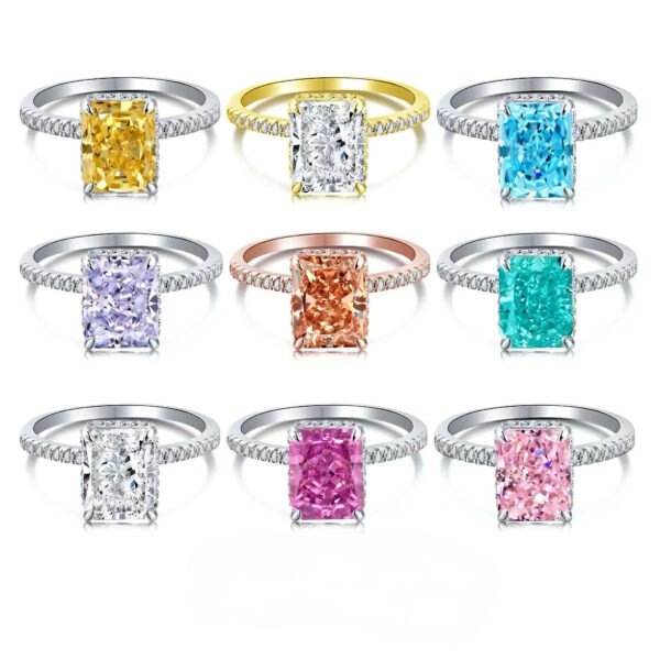 S925 Sterling Silver Sparkling High-Carbon Diamond Banquet Ring